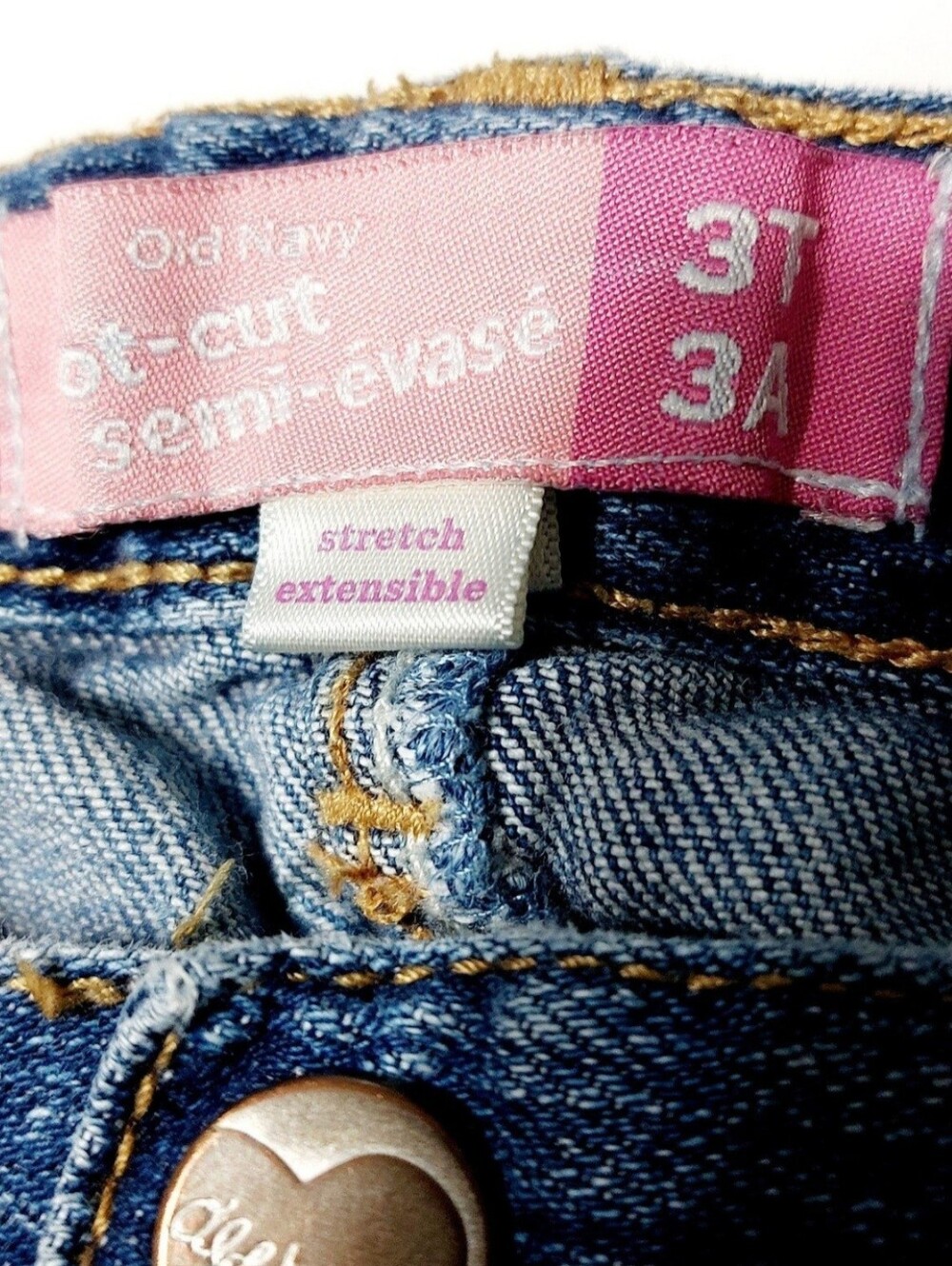 Girls Size 3T Bootcut Stretch Blue Jeans Adjustable Waist Embroidered Pockets - Picture 6 of 7